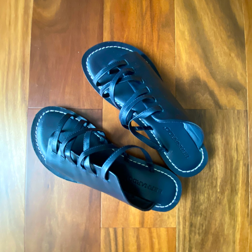 Navy Barnardo Leather Sandals